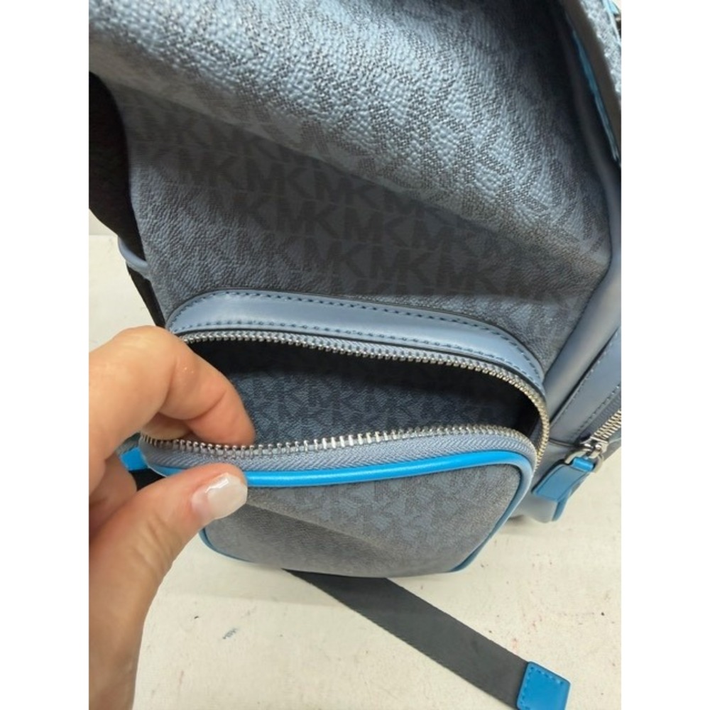 Michael Kors Cooper Denim Blue Utility Rucksack Flap Pocket‎ Large Backpack - Picture 15 of 16